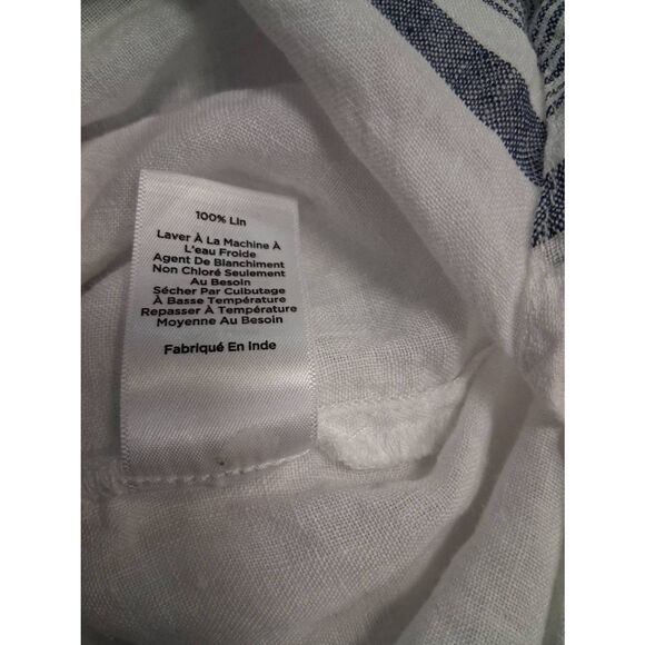 Talbots womens large white 100% linen blouse gauzy beach casual top or work - Picture 10 of 10